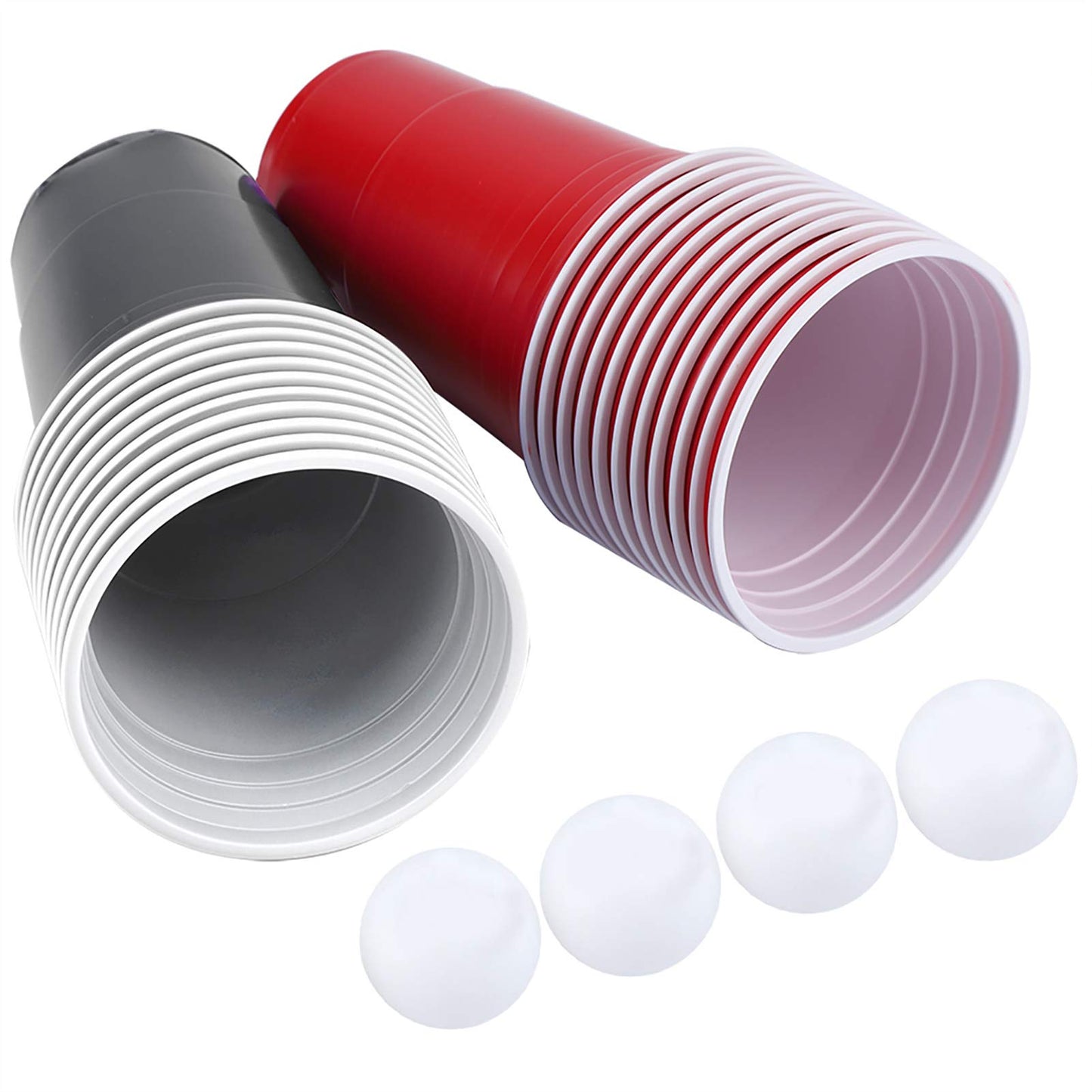 Fdit Solid Materials Beer Set Beer Drinking Game Set Beer Cups-22 Cups 4 - Balls(red Cups 11+Black cups11+4balls)