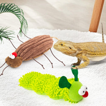 FlidRunest 2 Pack Bearded Dragon Accessories, Plush for Bearded Dragon, Interactive Bearded Dragon Simulation Stuffed for Tank, Reptile Stuffed Plush