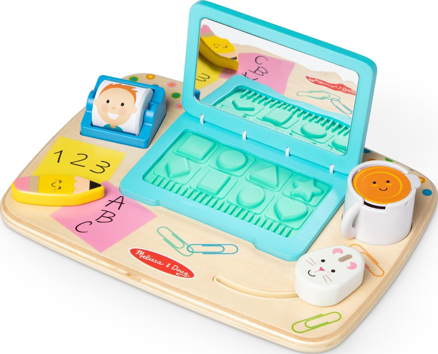 Melissa & Doug Wooden Work & Play Desktop Activity Board Infant and Toddler Sensory Toy - FSC-Certified