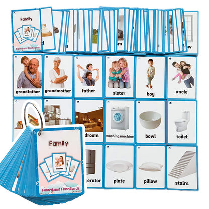 64PCS/Set Family & House Kids Gifts English Flash Cards Pocket Card Educational Learning Baby Toys for Children Pre-Kindergarten