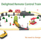 Battery Operated Train for Wooden Track, Electric Train Set Includes Remote Control Locomotive Train & Train Tunnel, Motorized Train Toy for Toddlers