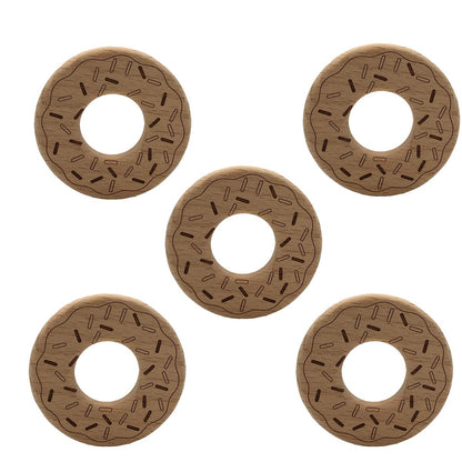 Organic Wooden Donuts Natural Handmade Unfinished Beech Wooden Animal Shape Pattern DIY Home Decoration Crafts Accessory (Donuts)