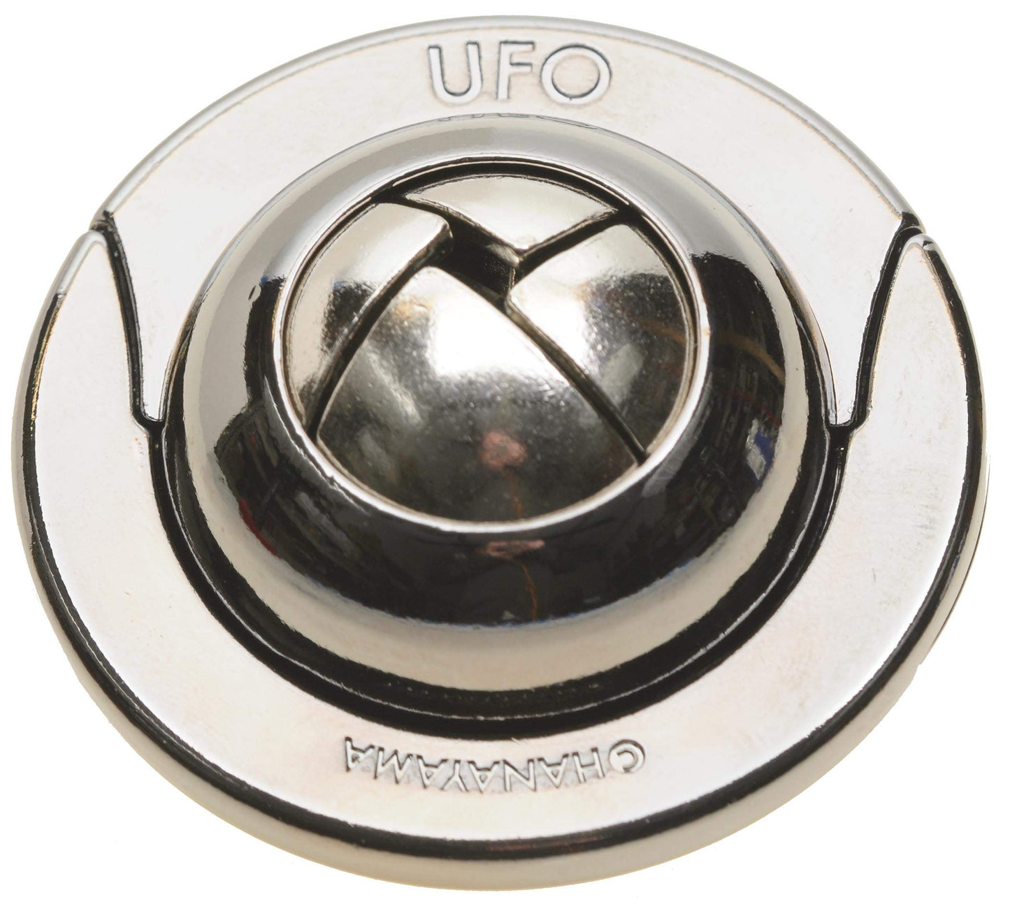 UFO Hanayama Brain Teaser Puzzle, New 2019 Release, Level 4 Difficulty Rating, RED Velveteen Drawstring Pouch, Bundled