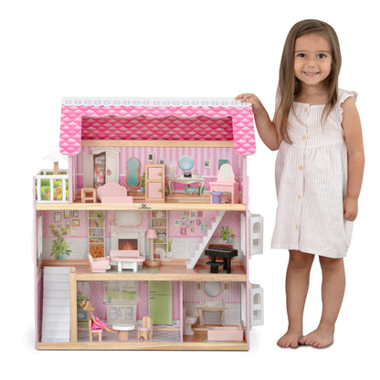 Delta Children Little Gem Dollhouse - 3-Story Dollhouse with 4 Rooms - Includes 16 Accessories - Fits 5-inch Dolls - Pretend Play Dream Gift for Ages