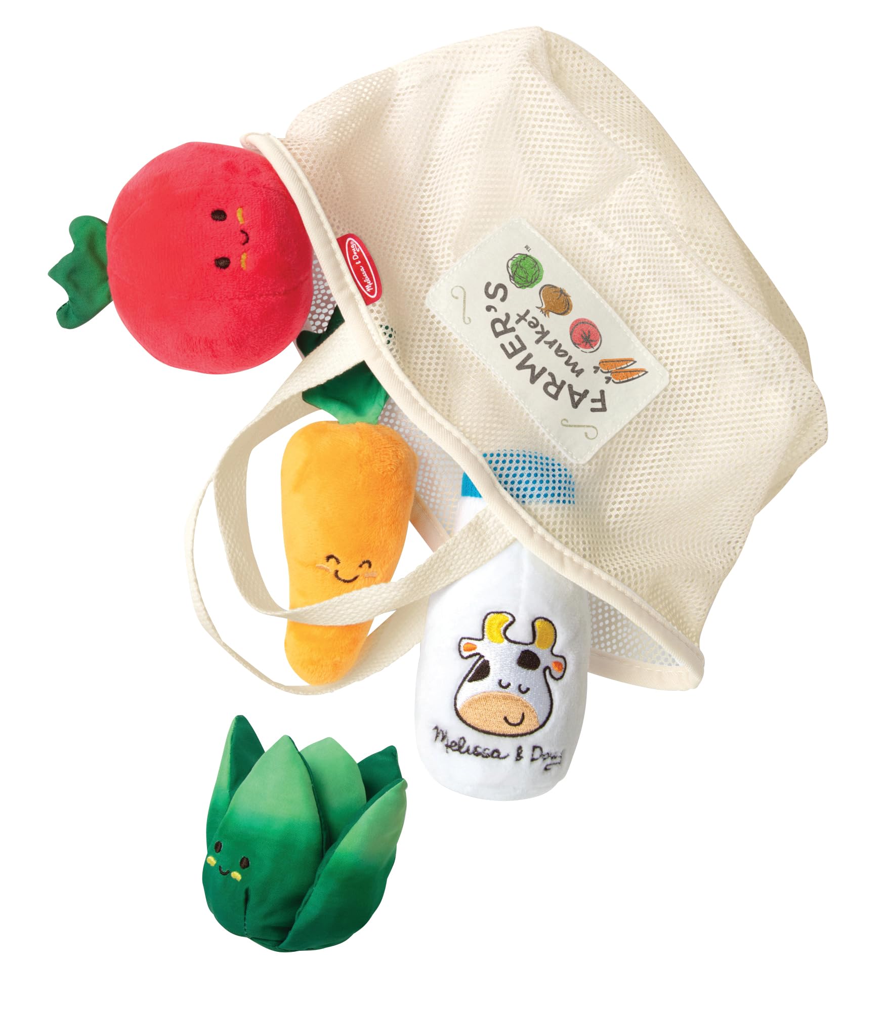 Melissa & Doug Multi-Sensory Market Basket Fill & Spill Infant Toy - Play Food Menus, Pretend Play Grocery Toys, Sorting And Stacking Toys,