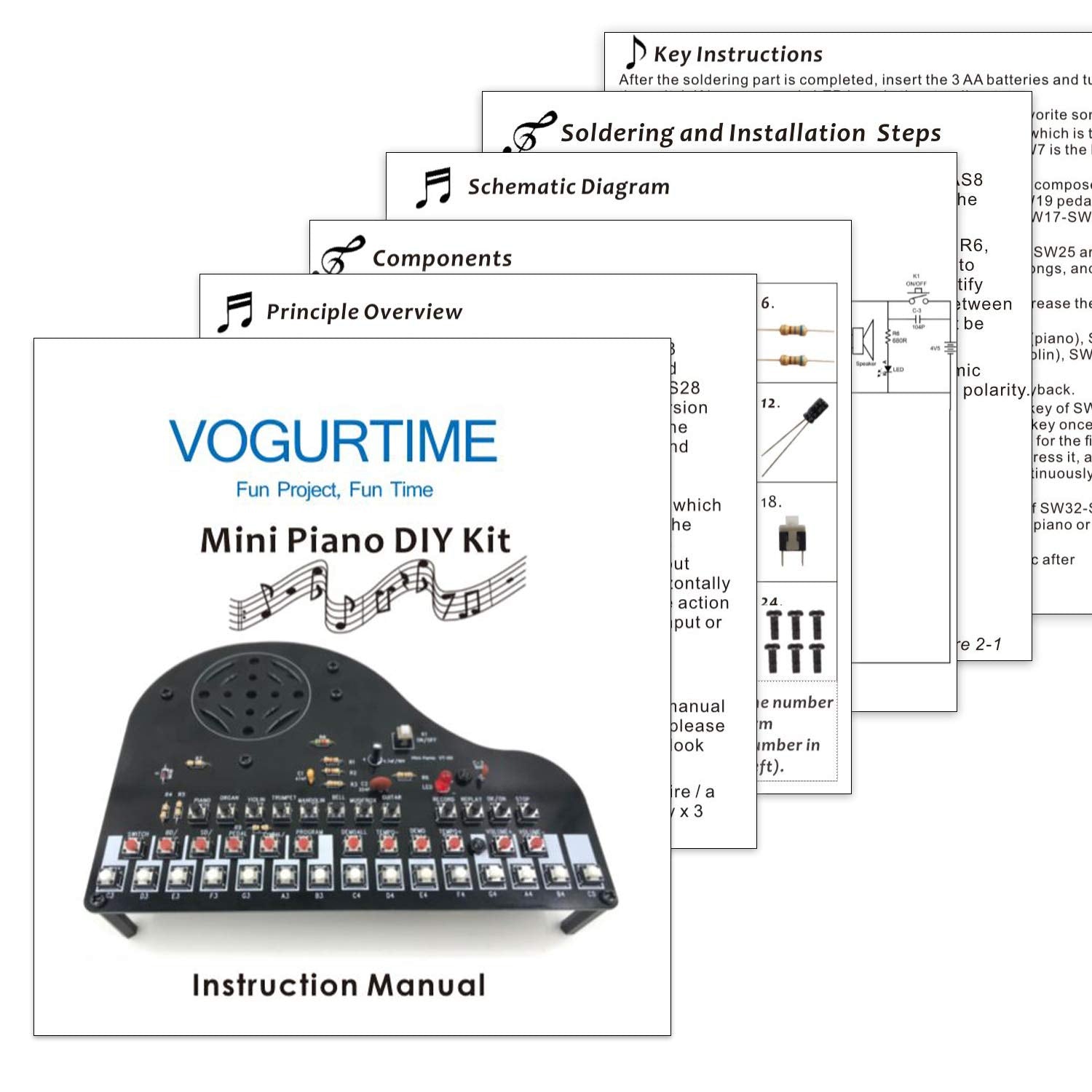 VOGURTIME DIY Piano Soldering Project Kit Electronics Solder Practice Kit, Great STEM Project and Gift, Multi-Function