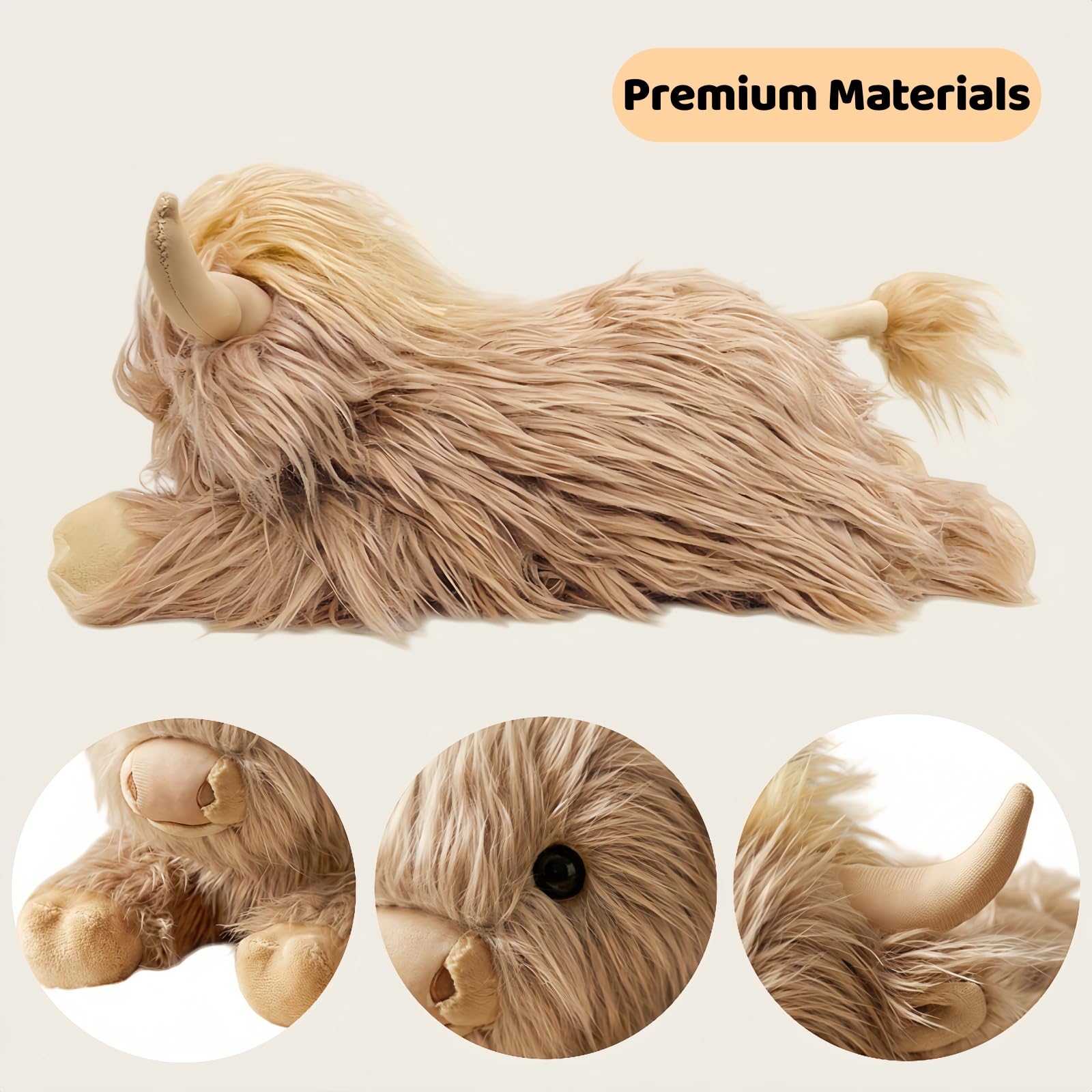 Wuehuds 2.9 Lbs Weighted Highland Cow Stuffed Animal, 16×10×8 Inch Plush Toy Pillow, Cute Weighted Plush for Kids & Adults, Ideal Gift for Christmas
