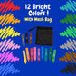 SCS Direct Bath Crayons Super Set -Set of 12 Draw in the Tub Colors with Bathtub Storage Mesh Bag -Non-Toxic, Safe for Children, Won't Disintegrate in