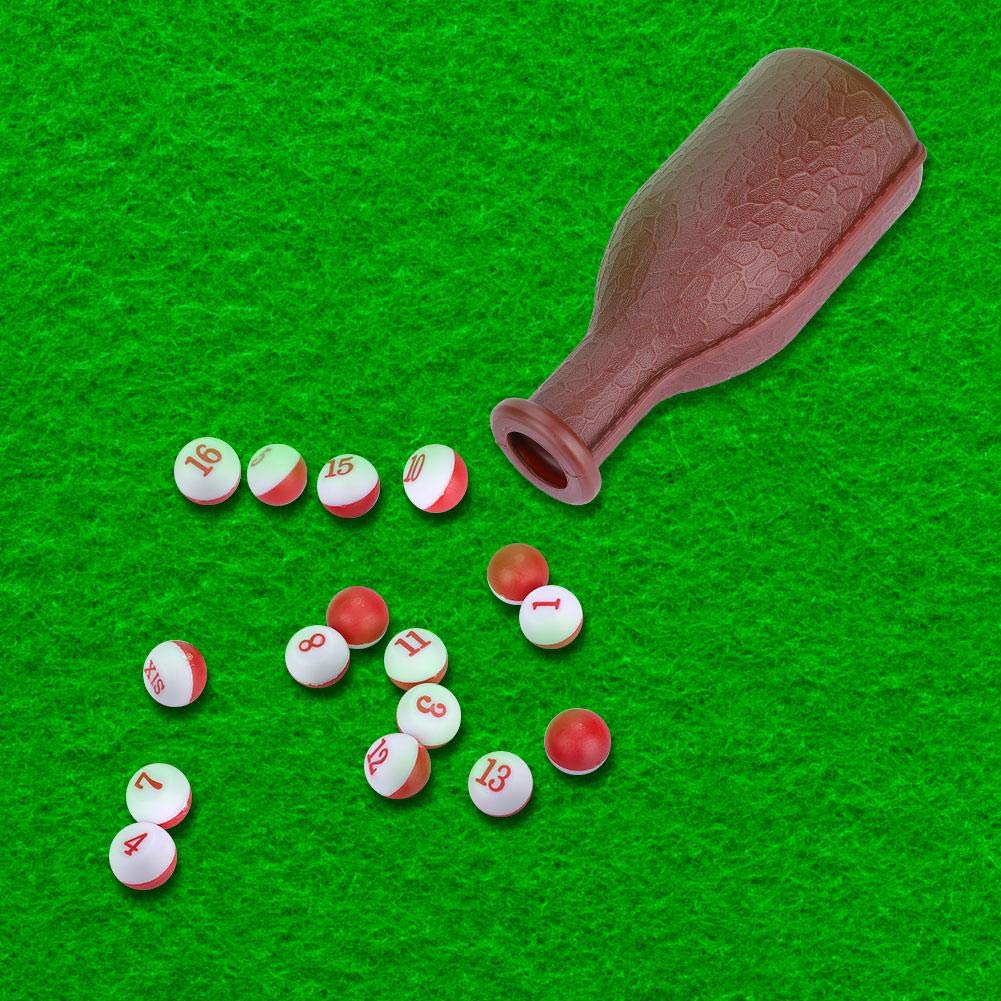 Dioche Billiard Shaker Bottle, Pool Tally Shaker Bottle Pool Dice Billiards Accessory Brown with 16 Numbered Balls, Plastic Scoring Numbered Pills