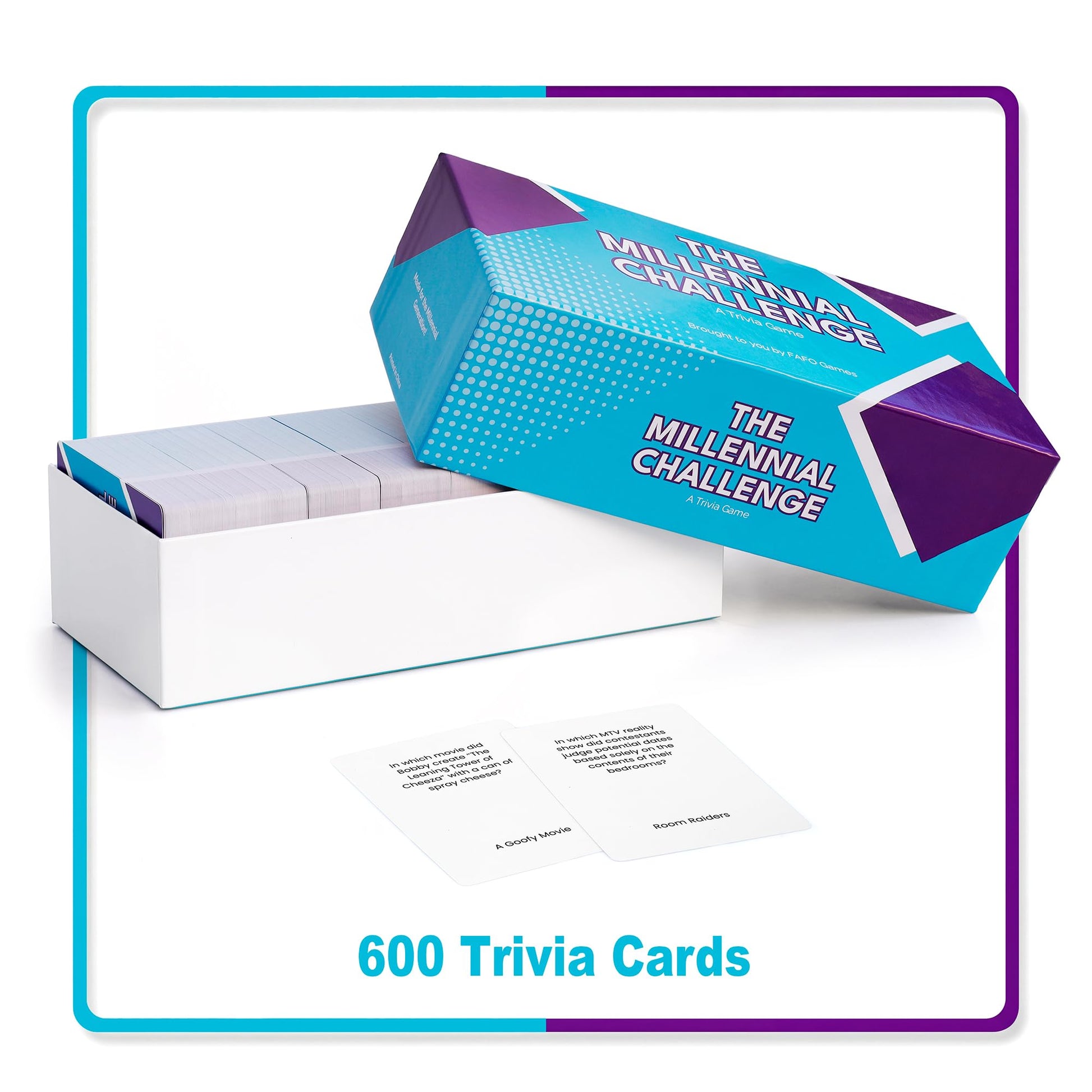 FAFO GAMES The Millennial Challenge - 90s and 00s Trivia Game with 600 Trivia Cards - Pop Culture, Trivia Game with Movies, Music, TV Shows - Ideal