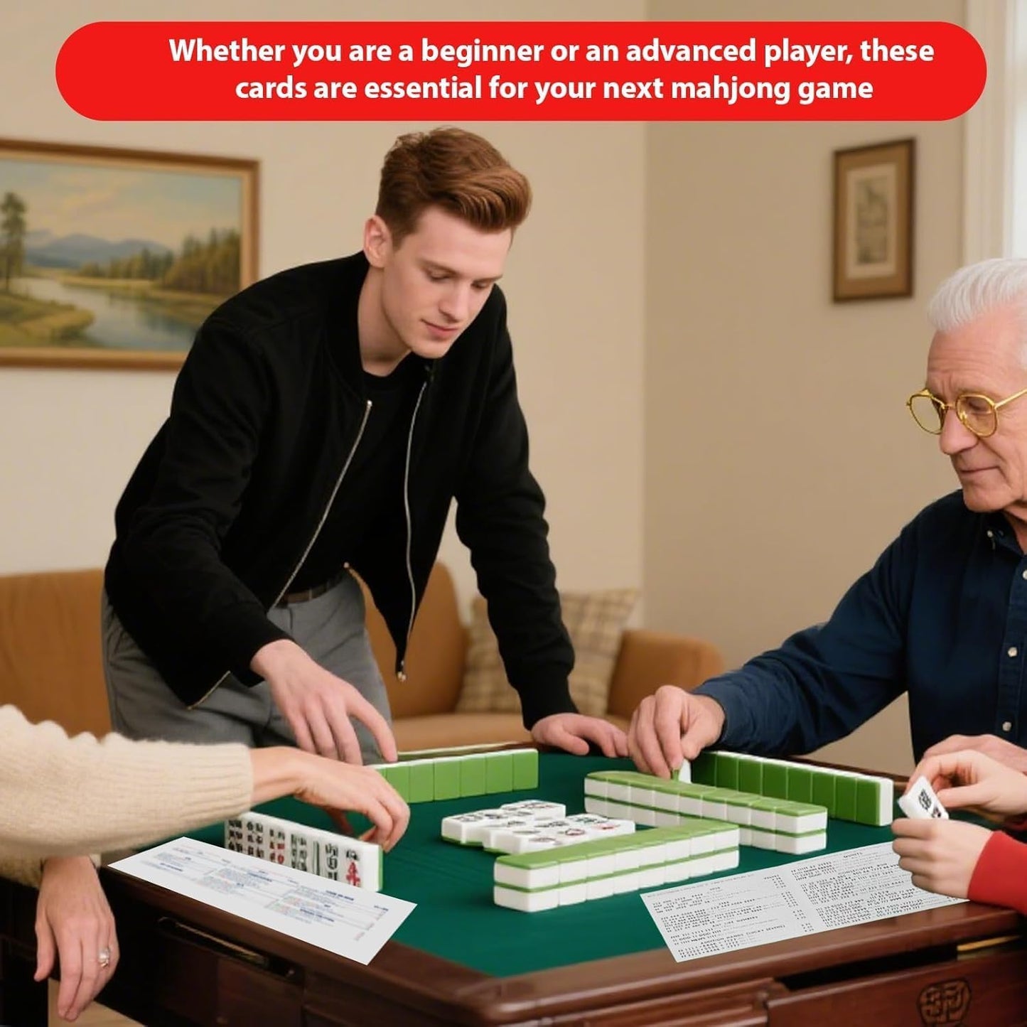 Cotftr Mahjong Cards 2026, 4 PCS Mah Jongg Card Large Print, Easy to Read Rule Cards for Mah Jongg, Perfect Mahjong Accessories and Gifts for Mahjong