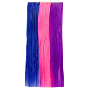 Doll Clip in Hair Pieces, Set of 3 with Hot Pink, Blue and Purple Straight Hair Clips | 18 Inch Doll Hair Care Accessory Set of 3 Hair Clips