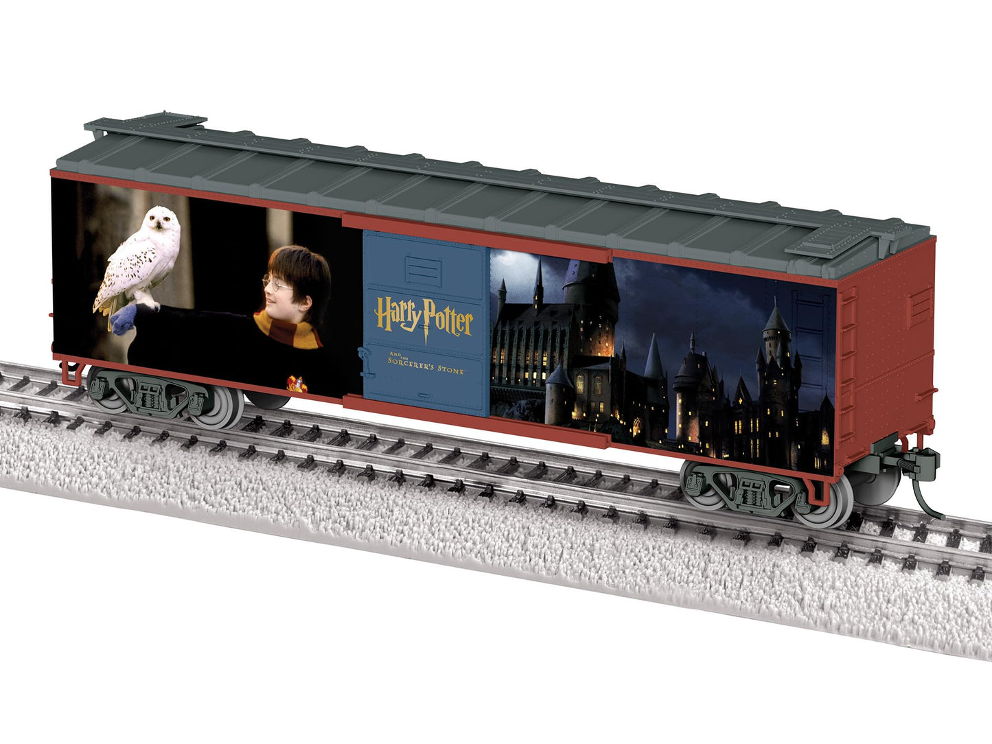 Lionel Harry Potter and The Sorcerer's Stone HO Gauge Model Train Boxcar - Railroad Train Car with Movie Scene Graphics, Metal Wheels, Opening Doors