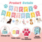 Dog Birthday Decorations Banner, Happy Birthday Puppy Banner with Paw Print, Bone and Dog Cutouts Garland, Pastel Pet Birthday Party Supplies for Boy