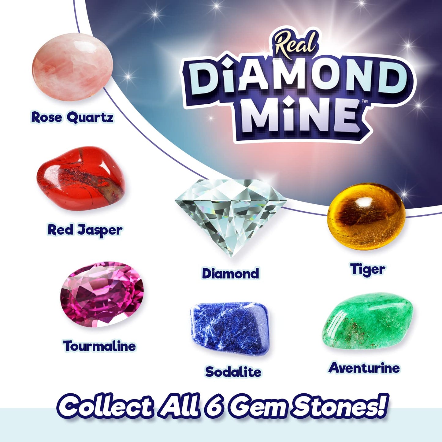 JA-RU Real Diamond Mine Gemstone Dig Kit (2 Packs) Mystery Rock, Minerals, and Gems for Kids | Break Your Own Geodes and a Chance to Get 1 Real