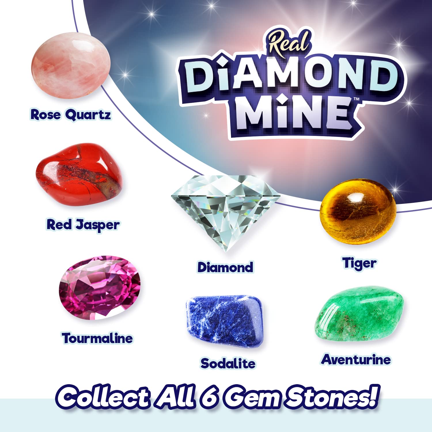 JA-RU Real Diamond Mine Gemstone Dig Kit (2 Packs) Mystery Rock, Minerals, and Gems for Kids | Break Your Own Geodes and a Chance to Get 1 Real
