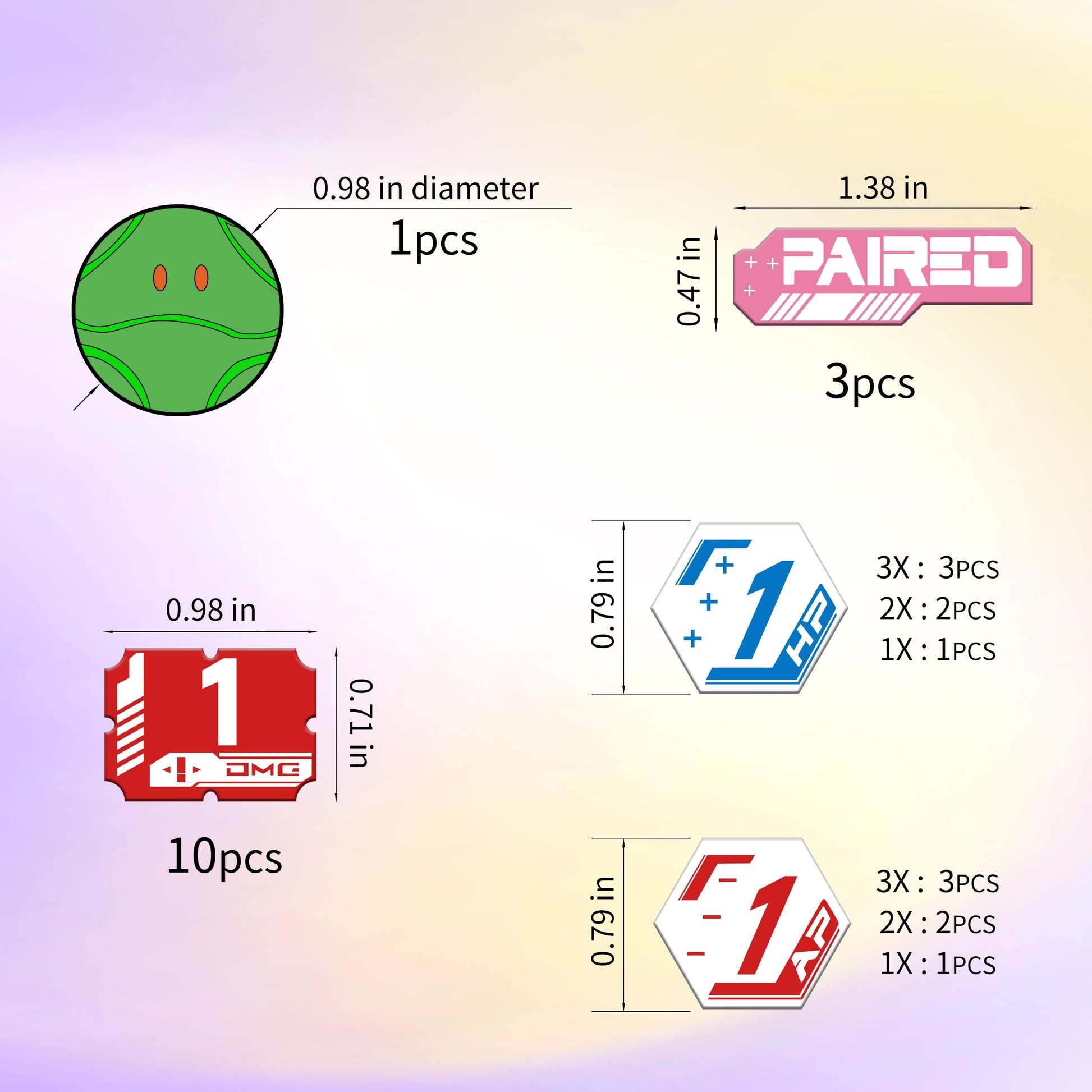 Auralvia 26pcs Acrylic Tracking Tokens Compatible with Gundam TCG: Premium HARO, Damage, AP & HP Markers for Tabletop Card Games (26)