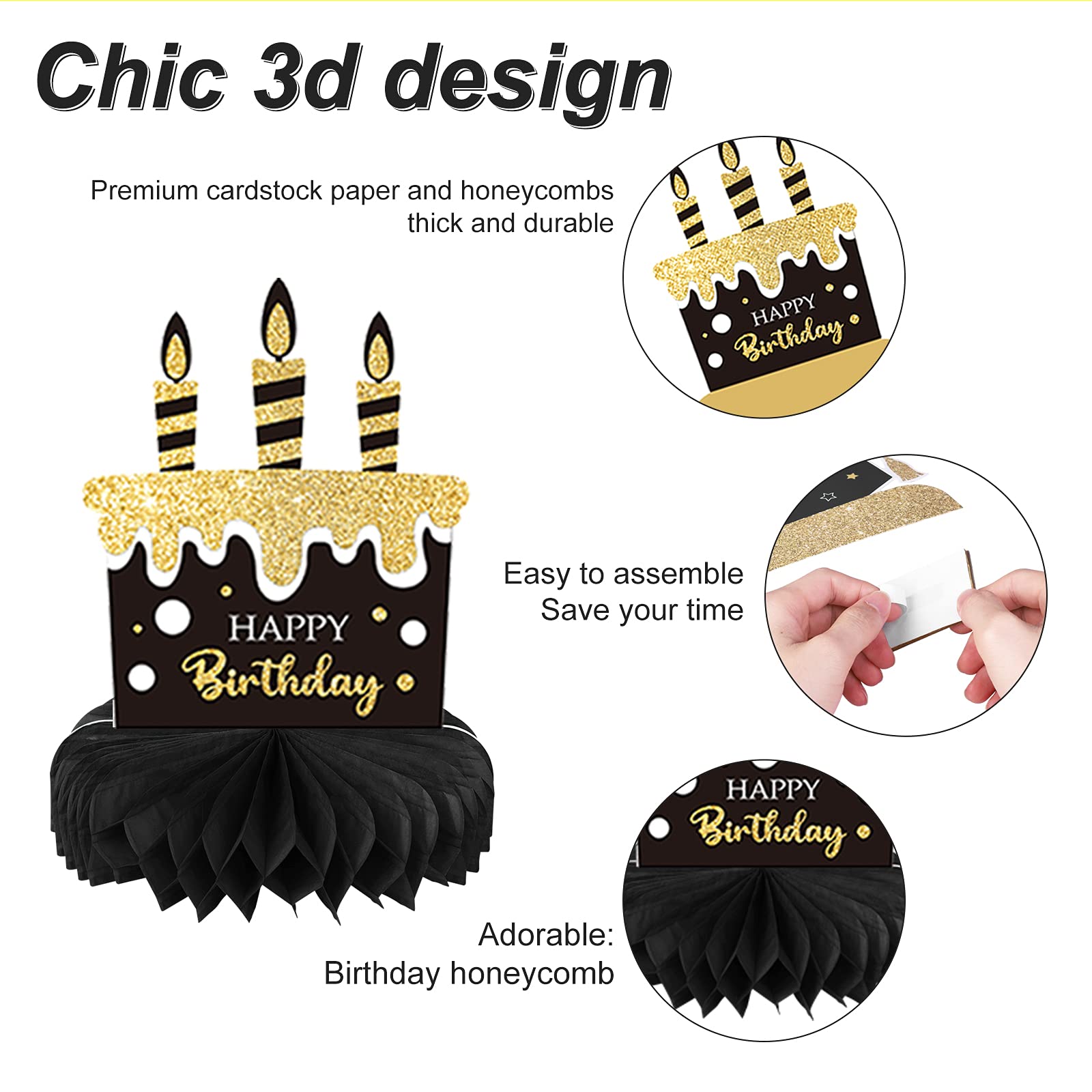9 Pieces 40th Birthday Decoration 40 th Birthday Centerpieces for Tables Decorations Cheers to 40 Years Honeycomb Table Topper for Men and Women Forty