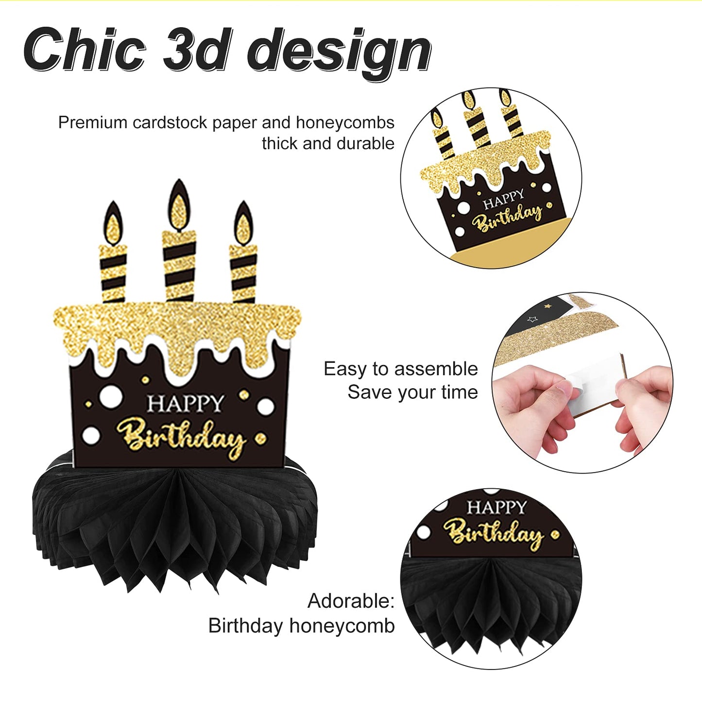 9 Pieces 50th Birthday Decoration 50 th Birthday Centerpieces for Tables Decorations Cheers to 50 Years Honeycomb Table Topper for Men and Women Fifty