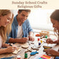 Danquanuan 48 Sets Sunday School Crafts for Kids, DIY Coloring Wooden Cutouts Magnets Watercolor Pens, Religious Gifts Christian Easter Crafts