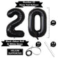 Number Balloons Black Party Balloon - Giant Number 20 Balloon, 40 Inch Large Balloon for 20th Birthday Decorations, Black Party Supplies for Men Women