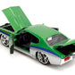 Jada Toys Bigtime Muscle 1:24 1969 Pontiac GTO Die-cast Car - Opening Doors, Hood, Trunk, Rubber Tires(Candy Silver/Green)
