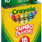 Crayola Jumbo Crayons, Assorted Colors, Great Toddler Crayons, 16 Count