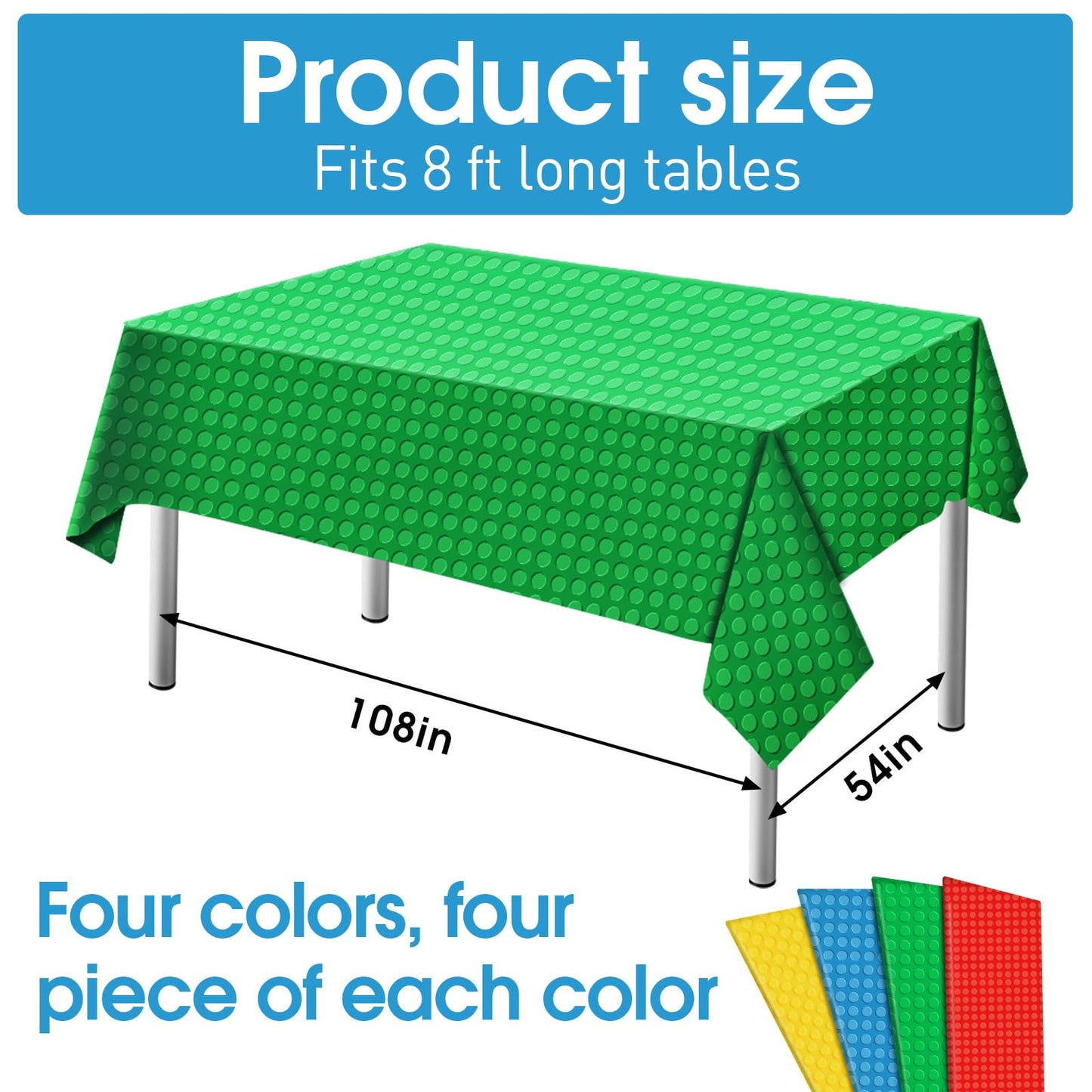 GuoZhiXin 4PCS Building Block Plastic Tablecloths, Disposable Party Table Cloths? Colorful Building Block Birthday Supplies for Kids Birthday Baby