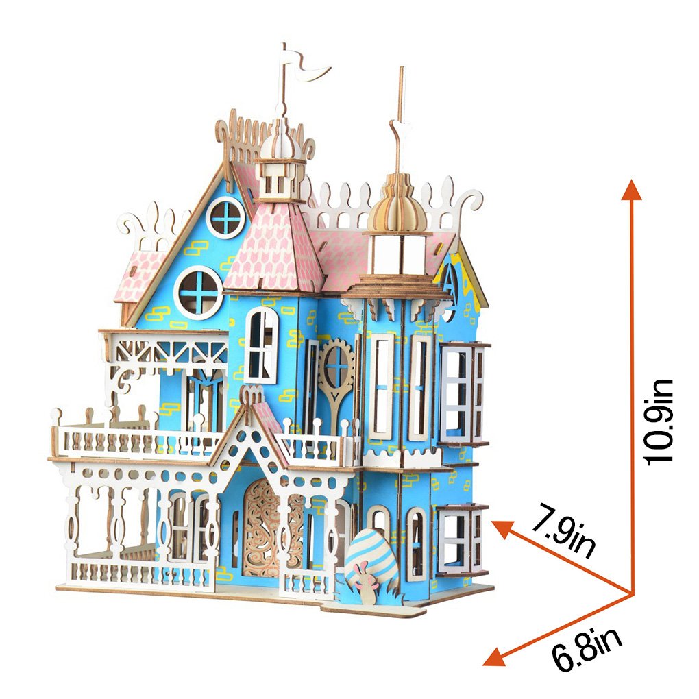 3D Wooden Puzzle Laser Engraving DIY Assembly Craft Kit for Teens and Adults, Exquisite Mechanical 3-D Villa Model for Self-Assembly