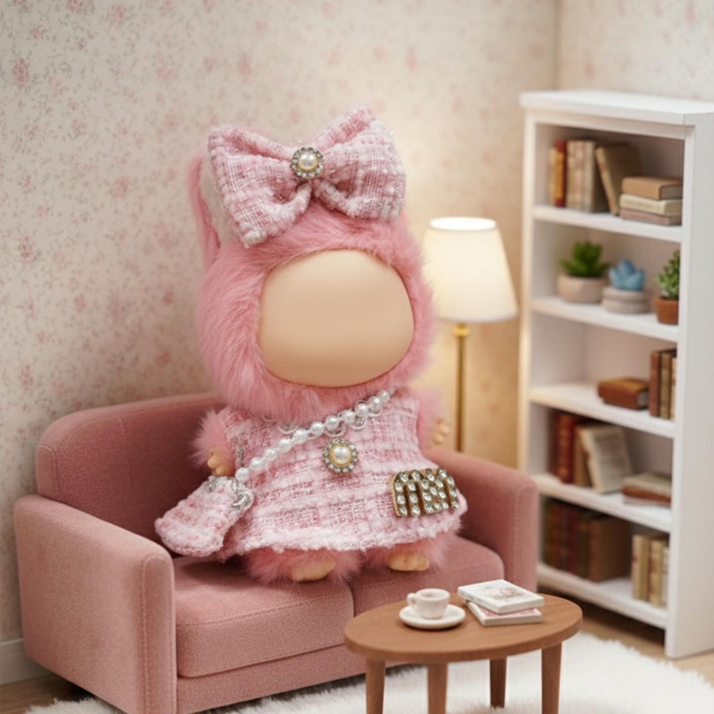 Clothes Compatible with Labubu mini 10cm Dolls, Cute Outfit Set with Fashion Accessories, Chic Style for Collectible Figures (No Doll)