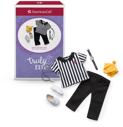 American Girl Truly Me 18-inch Doll Referee Outfit with Corded Whistle, Wristwatch, and Penalty Flag, For Ages 6+