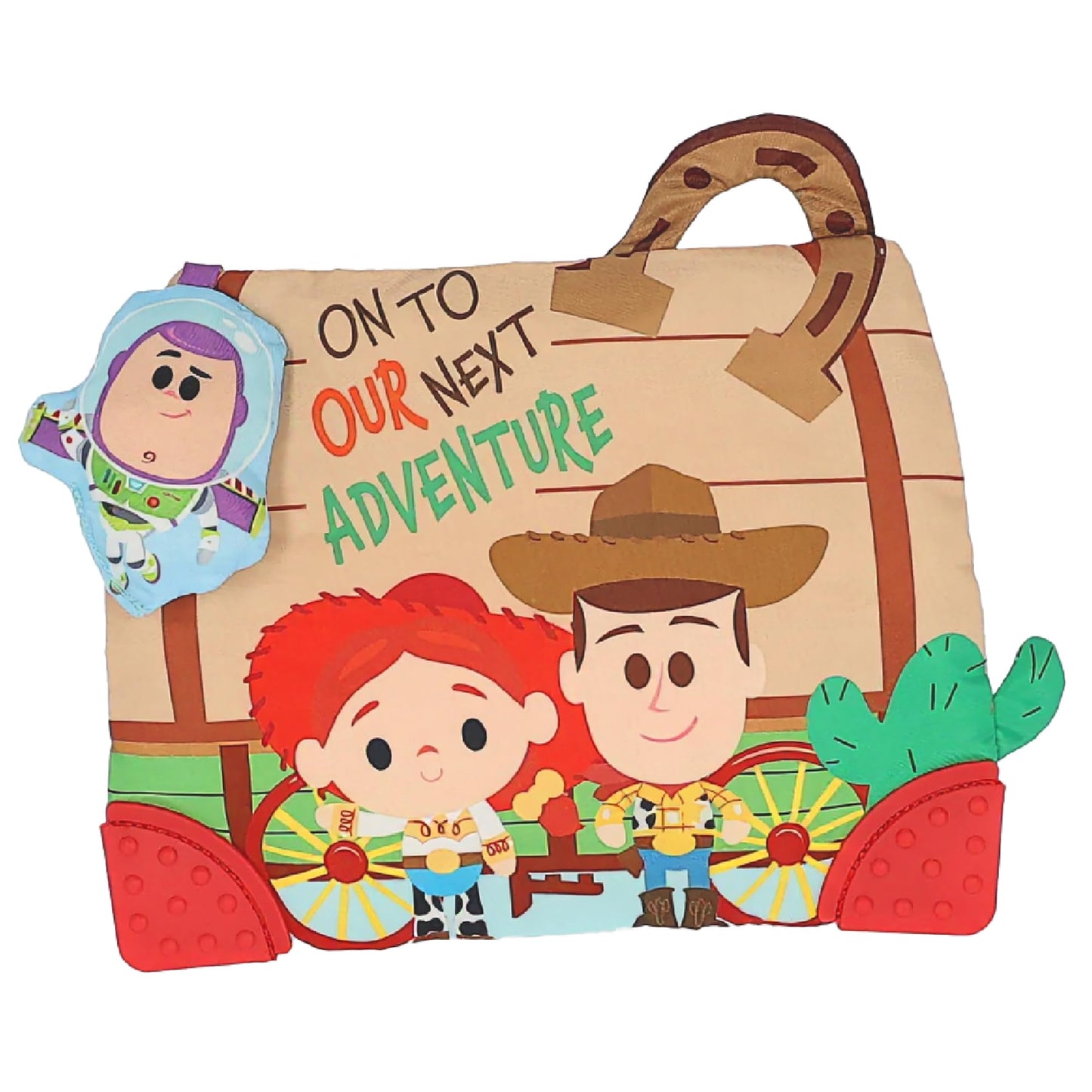 Disney Toy Story Andy’s Toy Box On-The-Go Clip by Kids Preferred - Soft Sensory Teether with Crinkle Sounds & Rattle