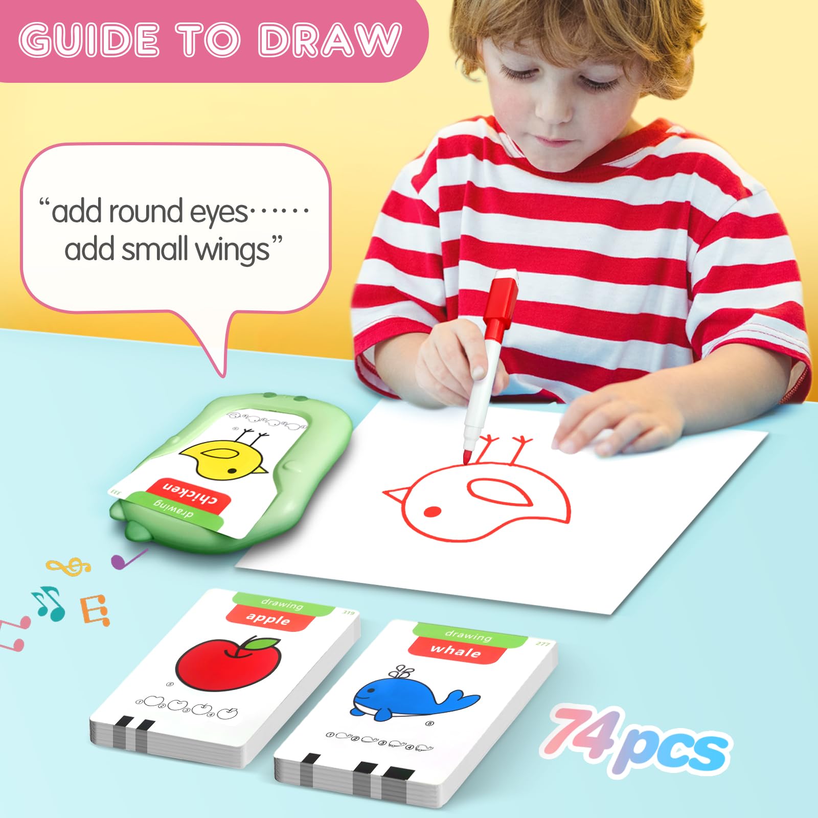 Reusable Writing & Drawing Talking Flash Cards for Toddlers 2-6, 336 Words Phonics Learning Toys with 8 Color Pens, Montessori Speech Therapy Autism
