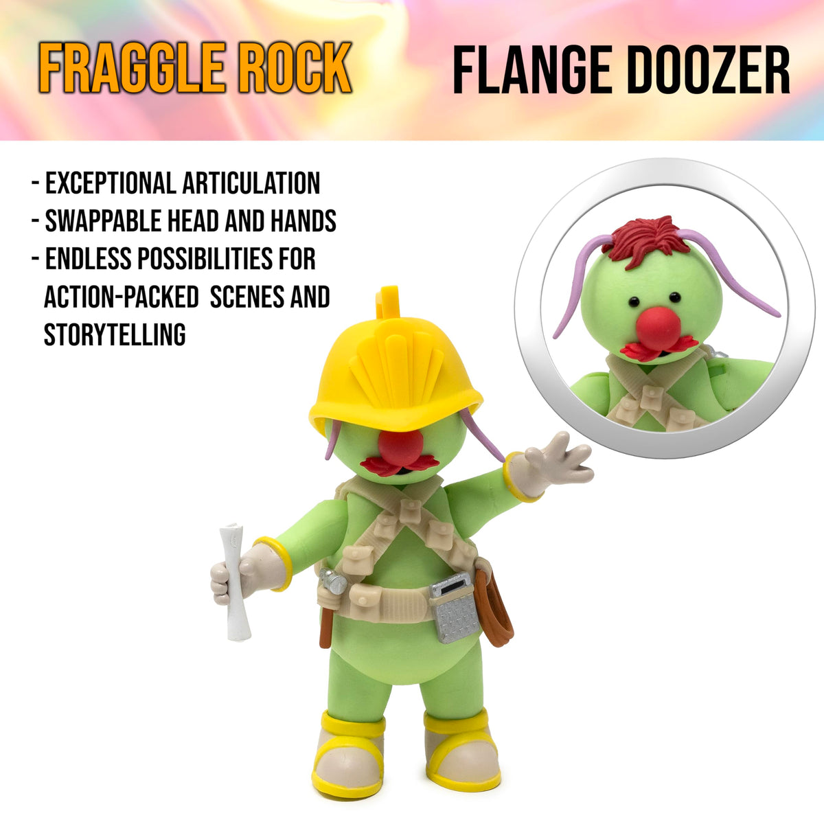 Boss Fight Studio Flange Doozer, Fraggle Rock Collectible Action Figure - Highly Articulated Figurine with Accessories Including Removable Hard Hat