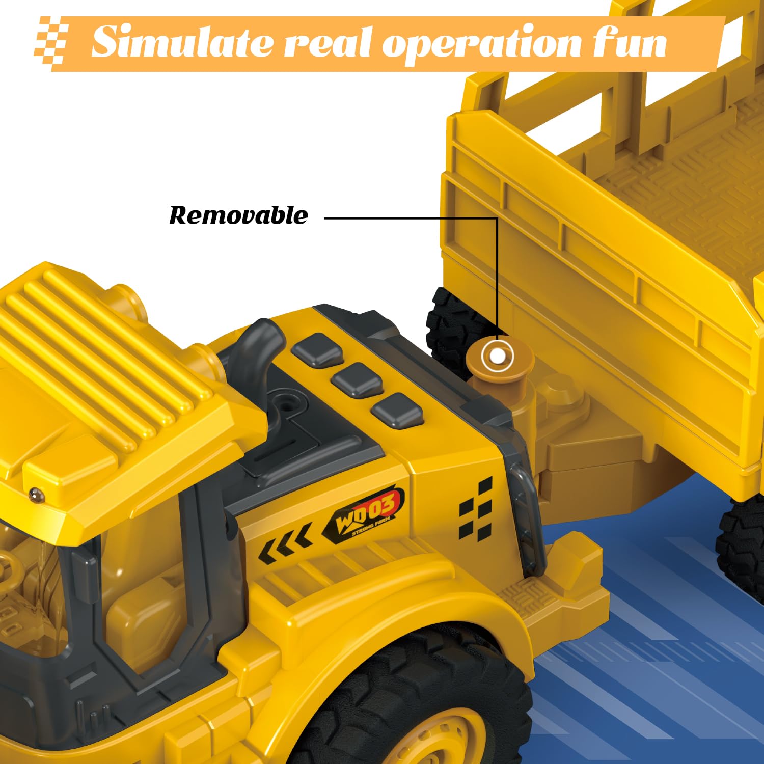 Excavator Toy with Cargo Bin, 1:18 Scale Construction Vehicle for Kids, Inertia-Powered Push-and-Go, Lights & Sounds, Working Digger Arm