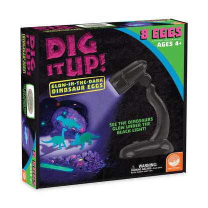MindWare Dig It Up Glow in the Dark Dinosaurs - STEM Dig Kit for Kids, Includes 8 Dinosaur Excavation Projects that Really Glow, Ages 4+
