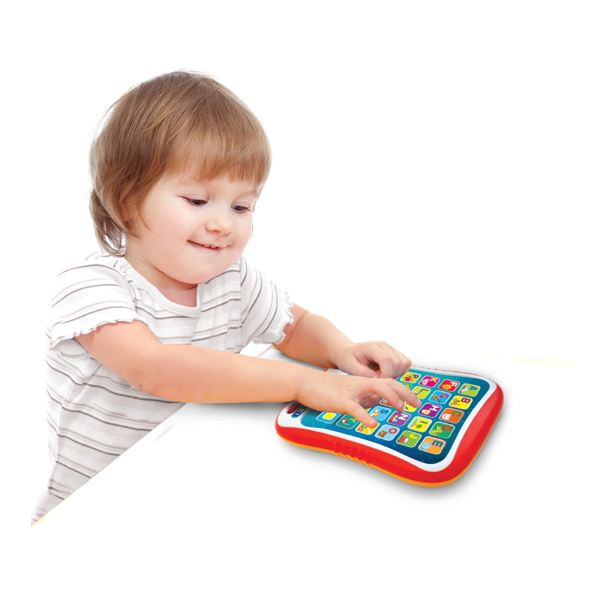 Winfun I-Fun Pad - Interactive ABC Learning Tablet with 3 Play Levels, Letters, Shapes, Sounds & Music, Easy-Grip Design, Light-Up Fingerprint