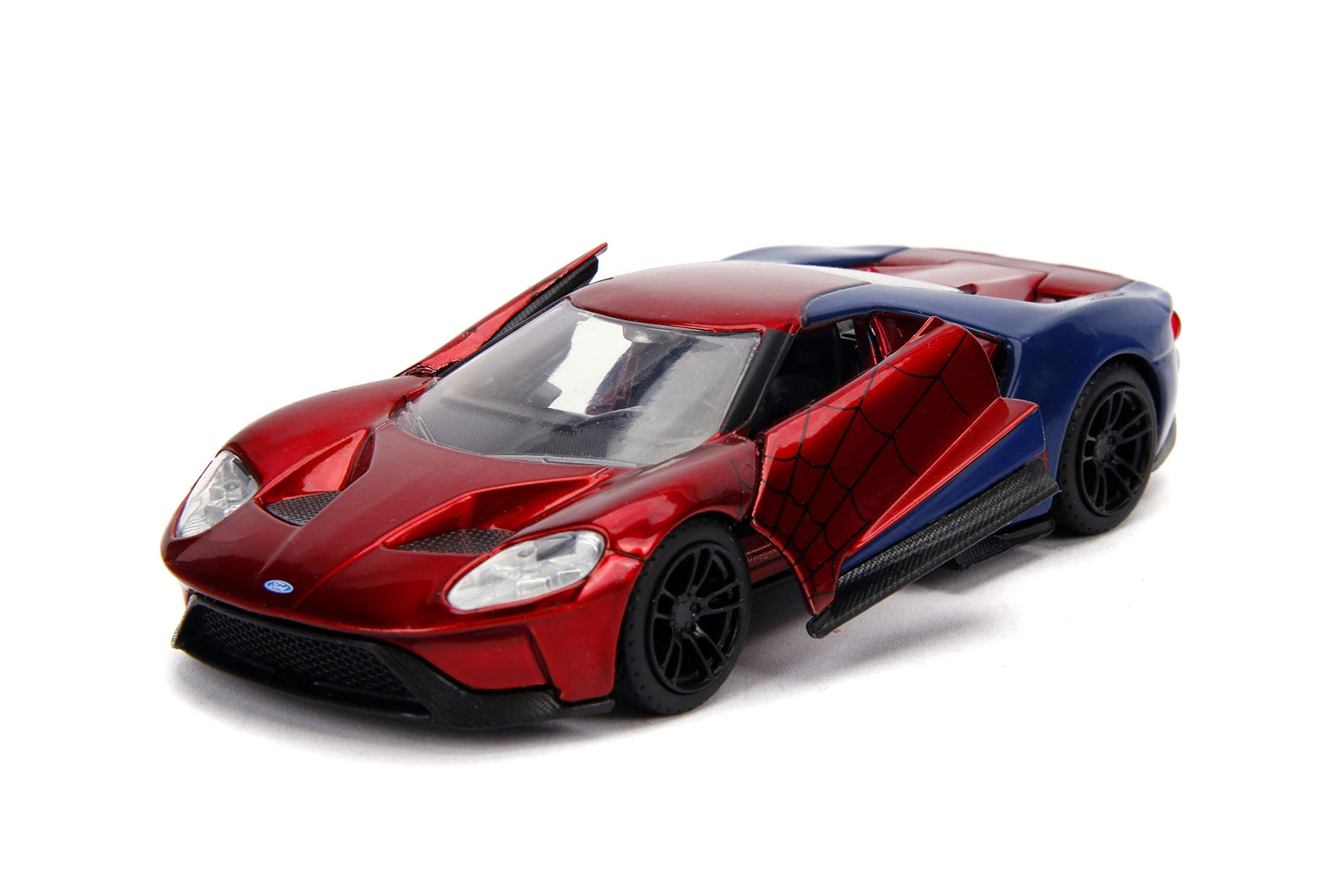 Jada Toys Metals Die-Cast Spider-Man 2017 Ford GT, 1:32 Scale Die-Cast Vehicle Red/Blue