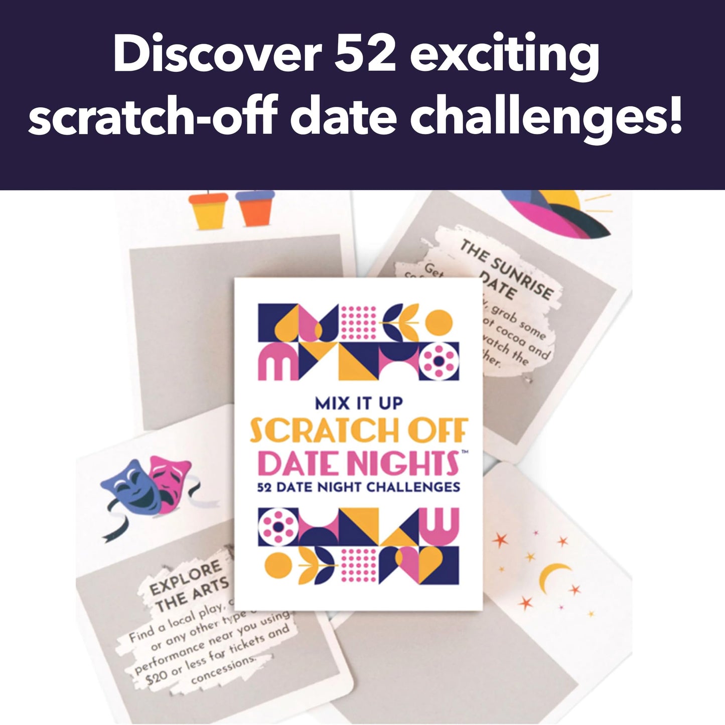 Mix It Up Scratch Off Date Night Ideas Deck - 52 Couples Dates, Challenges, Easy to Plan Adventures, Gift Idea for Newlyweds, Bridal Shower, Wedding