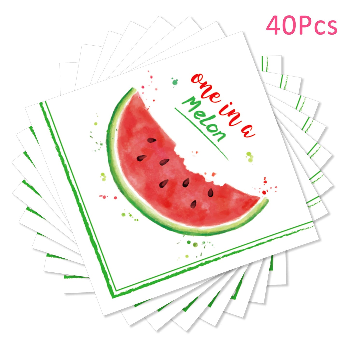 40Pcs Watermelon Party Napkins Summer Sweet Watermelon Paper Napkins Girls 1st Birthday Disposable Lunch Dinner Tableware Baby Shower Party Supplies