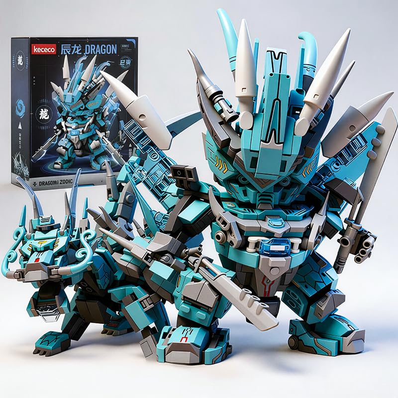 kececo Dragon Mecha Transforming,Mechanical Robot Dragon-Shaped Model Building Block Toy Set, Cool Warrior, Suitable as a Christmas Birthday Gift
