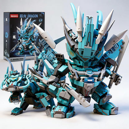 kececo Dragon Mecha Transforming,Mechanical Robot Dragon-Shaped Model Building Block Toy Set, Cool Warrior, Suitable as a Christmas Birthday Gift