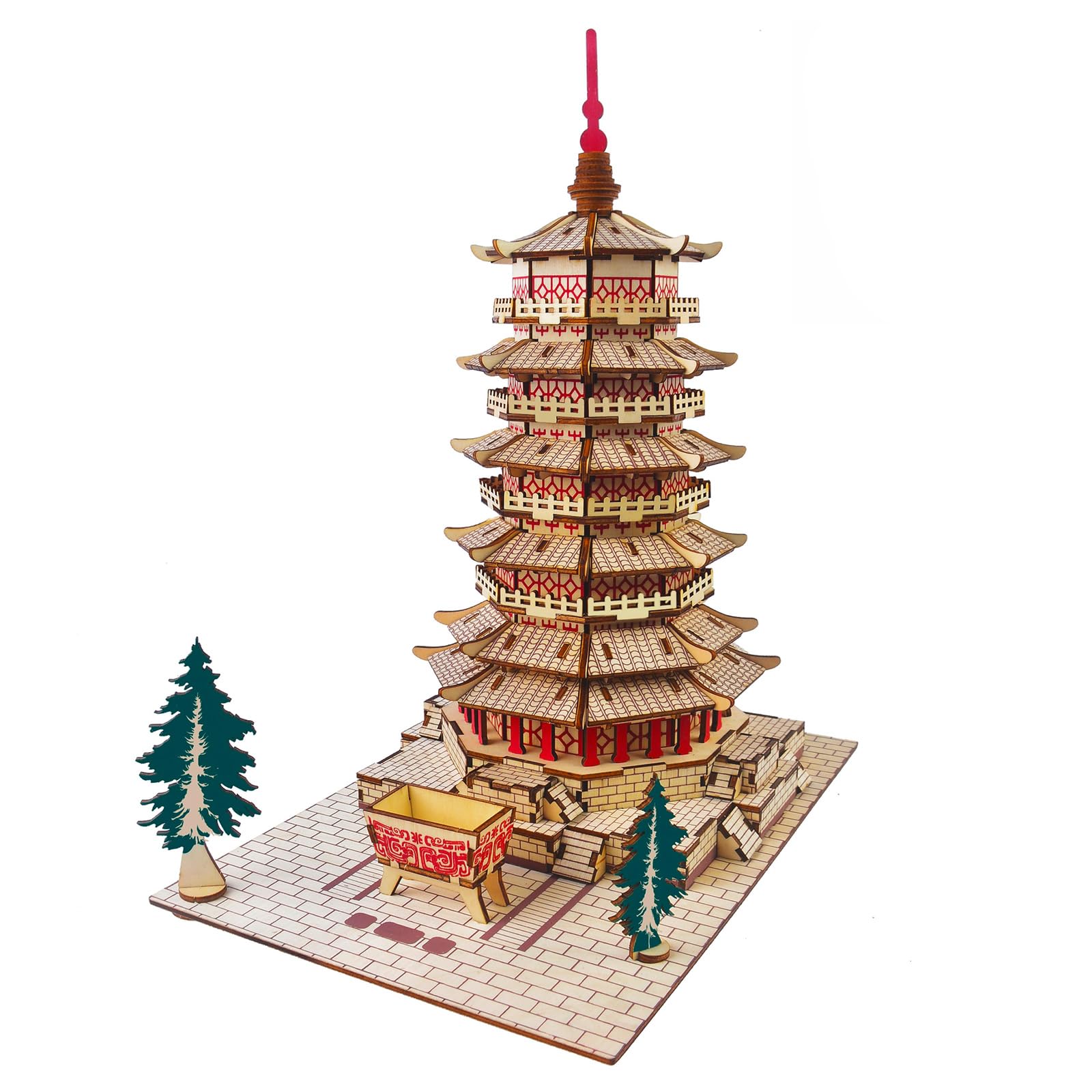 3D Puzzle Wooden Craft Kits,Temple Building 3D Wooden Puzzle Model,3D Puzzles for Adults DIY Model Building Kit,Age 15+ Assembly Home Decors DIY Brain