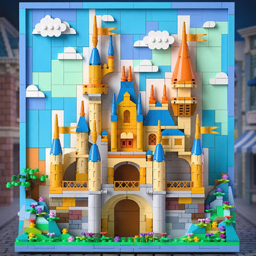 Micro Brick Castle Building Blocks Toy Set, Creative Home Wall Decor and Office Art Painting for Girls Ages 8+, DIY 3D Castle Model for Adults, Teens