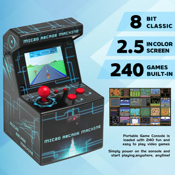 Retro Handheld Game Console for Kids, Mini Arcade Machine with 240 Built-in Games, Portable Travel Toy, Ready to Play, 2.5" Screen, Easy Joystick