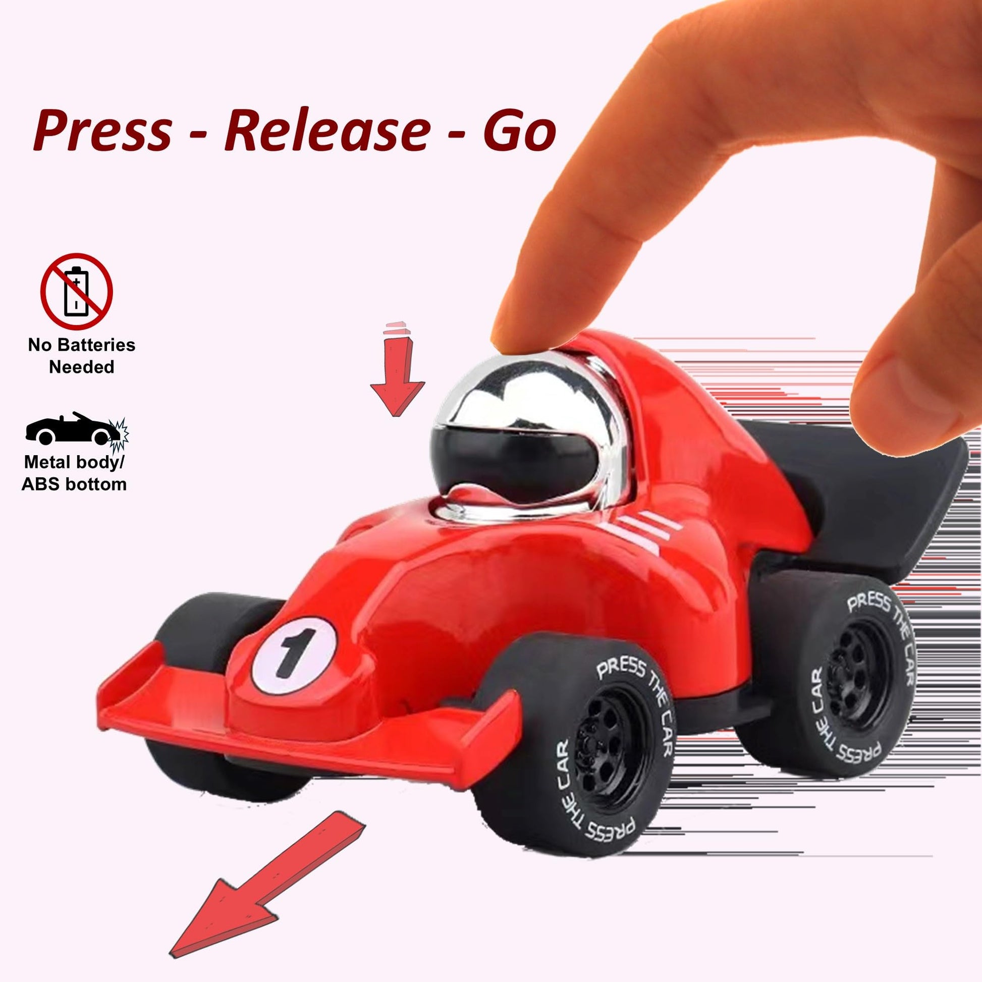 Elementoy 4-Pack Alloy Press to Go Toy Cars, Die-cast Collectible Model Race Cars, Birthday Christmas Holiday Party Gift for Kids 3+, Adults,