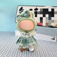 Clothes for Labubu 3-Piece Cotton Uniform Set with Bow Clip, Bow Tie Shirt & Plaid Skirt for 17cm Dolls(No Doll,No Shoes) (Green)