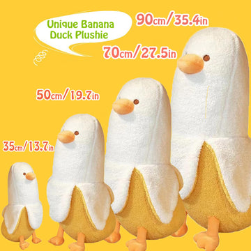 Banana Duck Plush Toy 13.7'',Cute Plushies Banana Stuffed Animal,Duck Plushie Long Banana Duck Plush Pillow,Funny Hugging Pillow Sleeping Cushion Soft