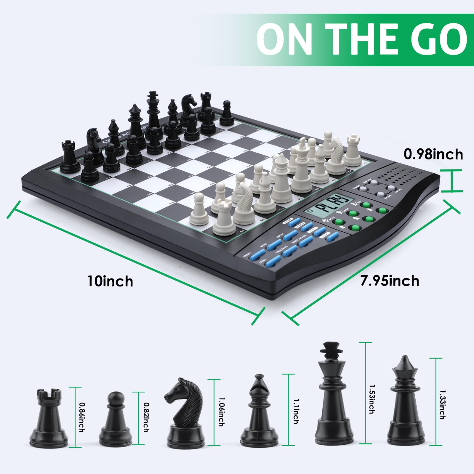 Talking Chess Academy Electronic Chess Board, Smart Chess Board with Voice Teaching System, Computer Chess Game with Strong Magnetic Pieces, 1-2