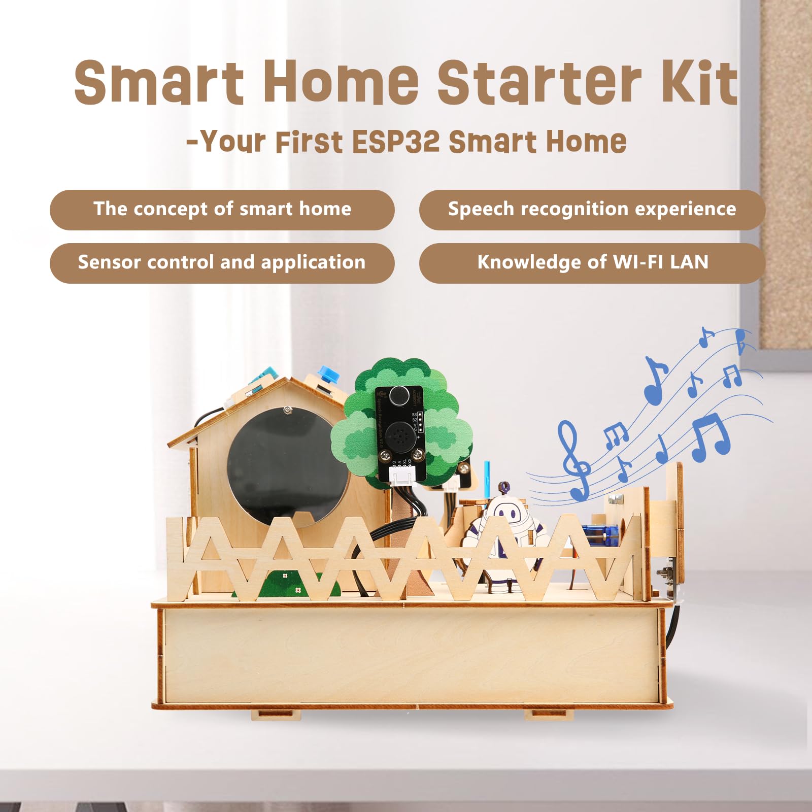 ACEBOTT ESP32 Smart Home IoT Starter Kit, STEM Kit Compatible with Arduino IDE, Stem Toys Coding Kit with House Building, Sensors & App Control, STEM